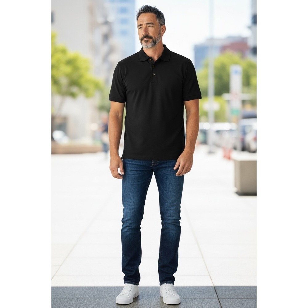 Pebble Beach Performance Golf Polo Shirt Mens Medium Black Short Sleeve